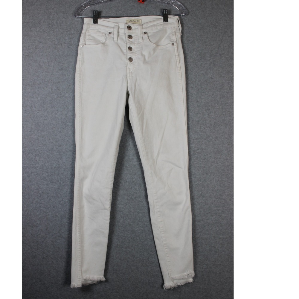 Madewell Jeans 10" High Rise Skinny Crop Button Fly Women's White Size 27T